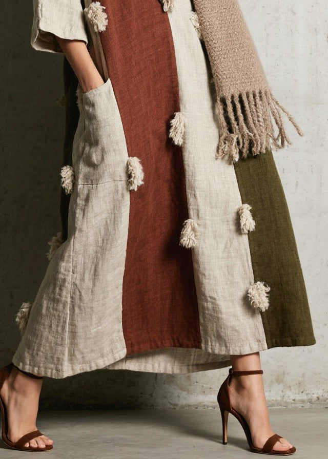 Colorblock Oversized Patchwork Faux Fur Vacation Dresses Summer