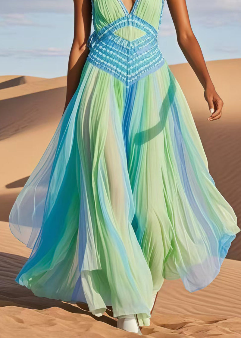 Tie Dye Exra Large Hem Chiffon Cami Dresses Summer