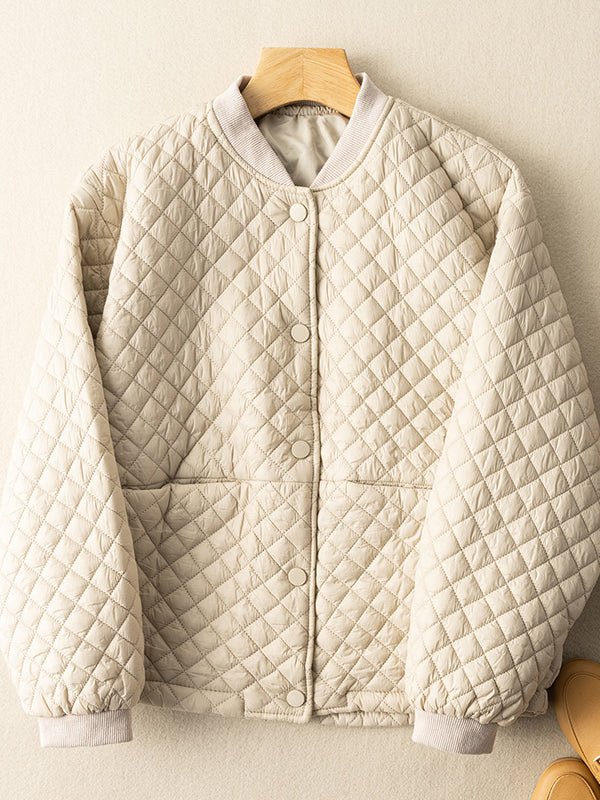 Loose Diamond Plaid Color 100% Natural Fabric Coat