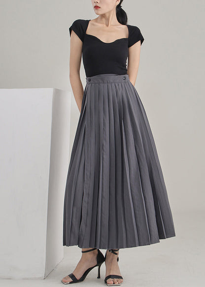 Stylish Grey Patchwork Wrinkled Skirt Spring