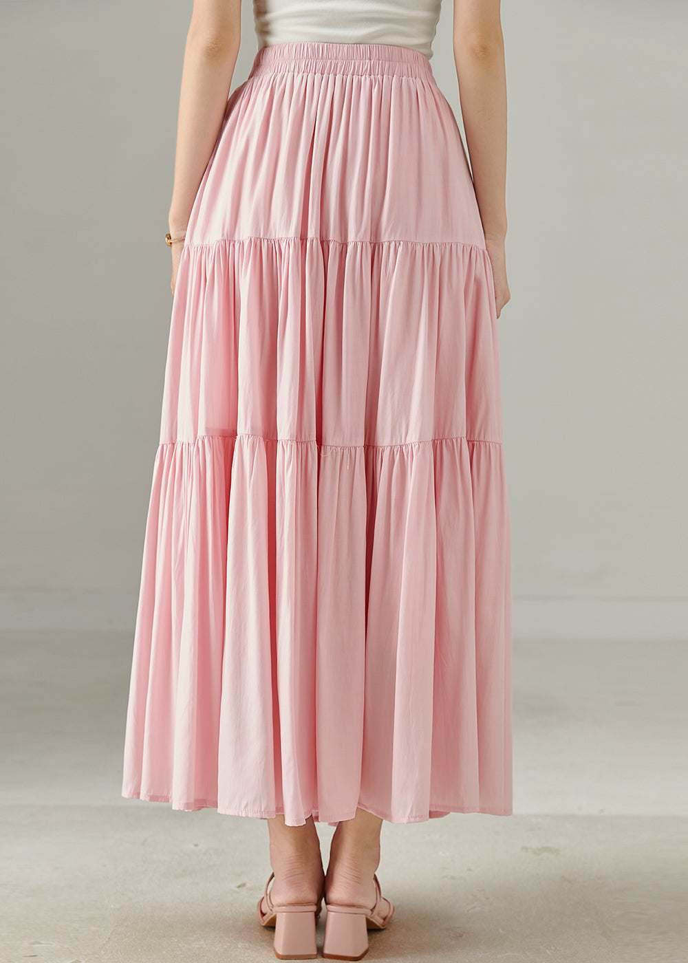 Pink Patchwork Cotton a Line Skirts Exra Large Hem Spring