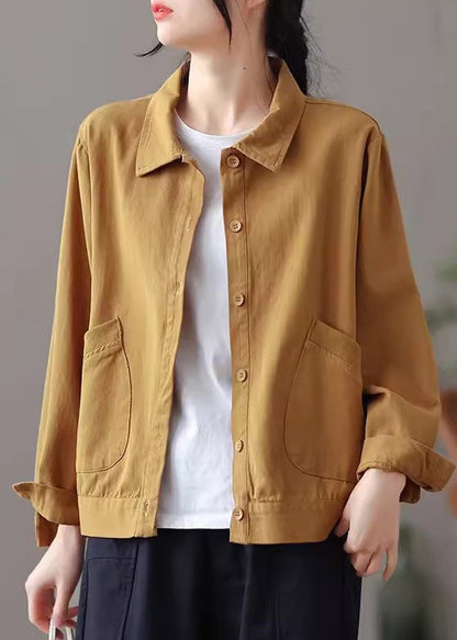 Khaki Oversized Pockets Cotton Top Spring