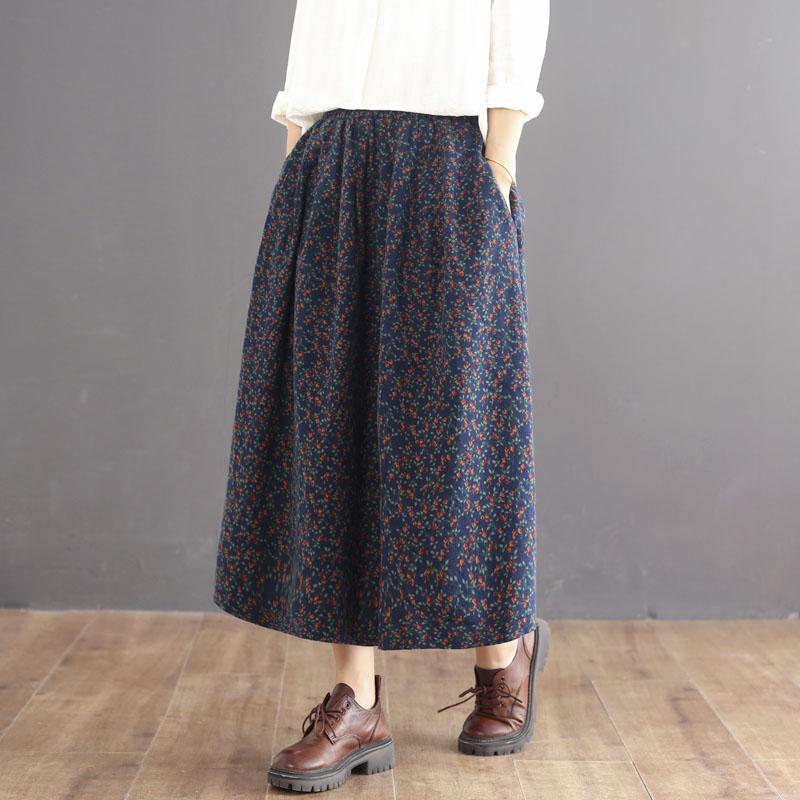 Retro Patchwork High Waist Cotton Skirt