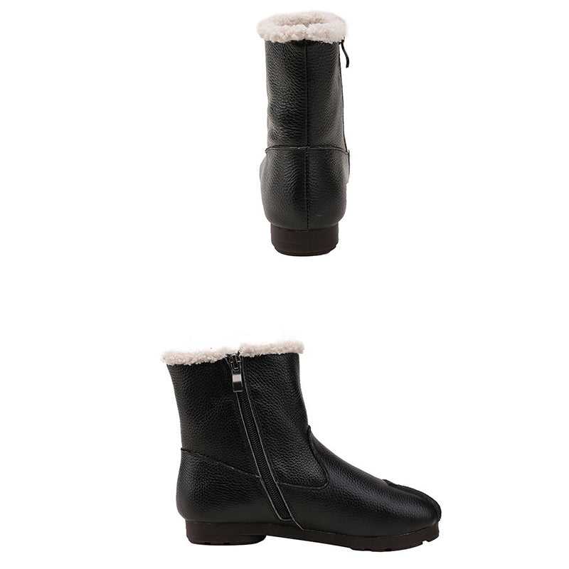 Zipper Splicing Leather Boots