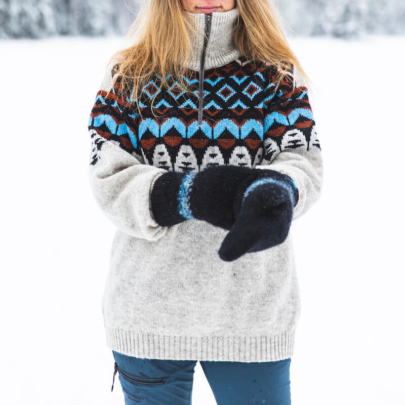 Women'S Fair Isle Geometric Jacquard Knit Half-Zip Sweater artswardrobe