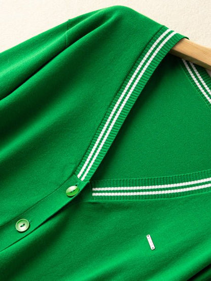 Knitwear Thin Section Literary Retro Wild Loose Striped Jacket in One-size
