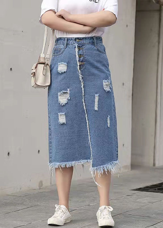 Retro Large Elastic Waist New Denim Skirt