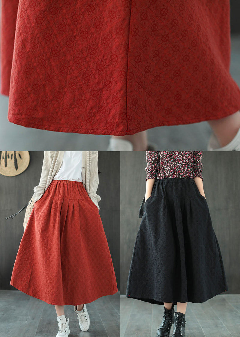 Black Jacquard Patchwork Loose a Line Skirt Spring