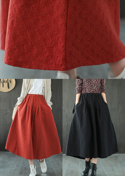 Boutique Orange Red Elastic Waist a Line Skirts Spring