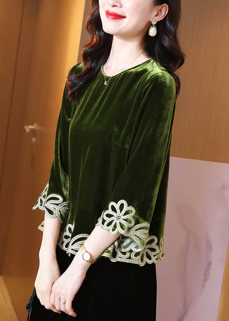 Green Zircon Silk Velour Top Bracelet Sleeve