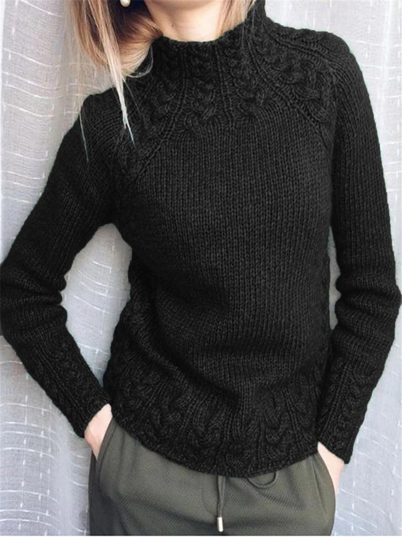 Sweaters Turtleneck Linen Pattern Knit Sweater