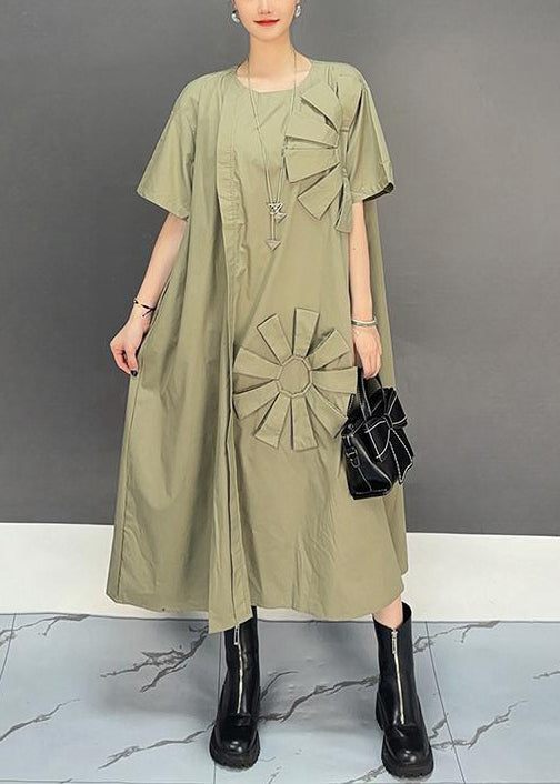 Khaki Oversized Cotton Long Dresses Summer