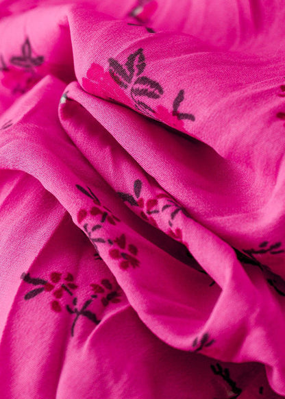 Rose Wrinkled Print Cotton Skirt Summer