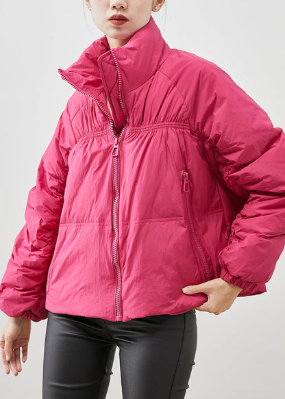 Rose Zip Up Wrinkled Duck Down Down Coat Winter