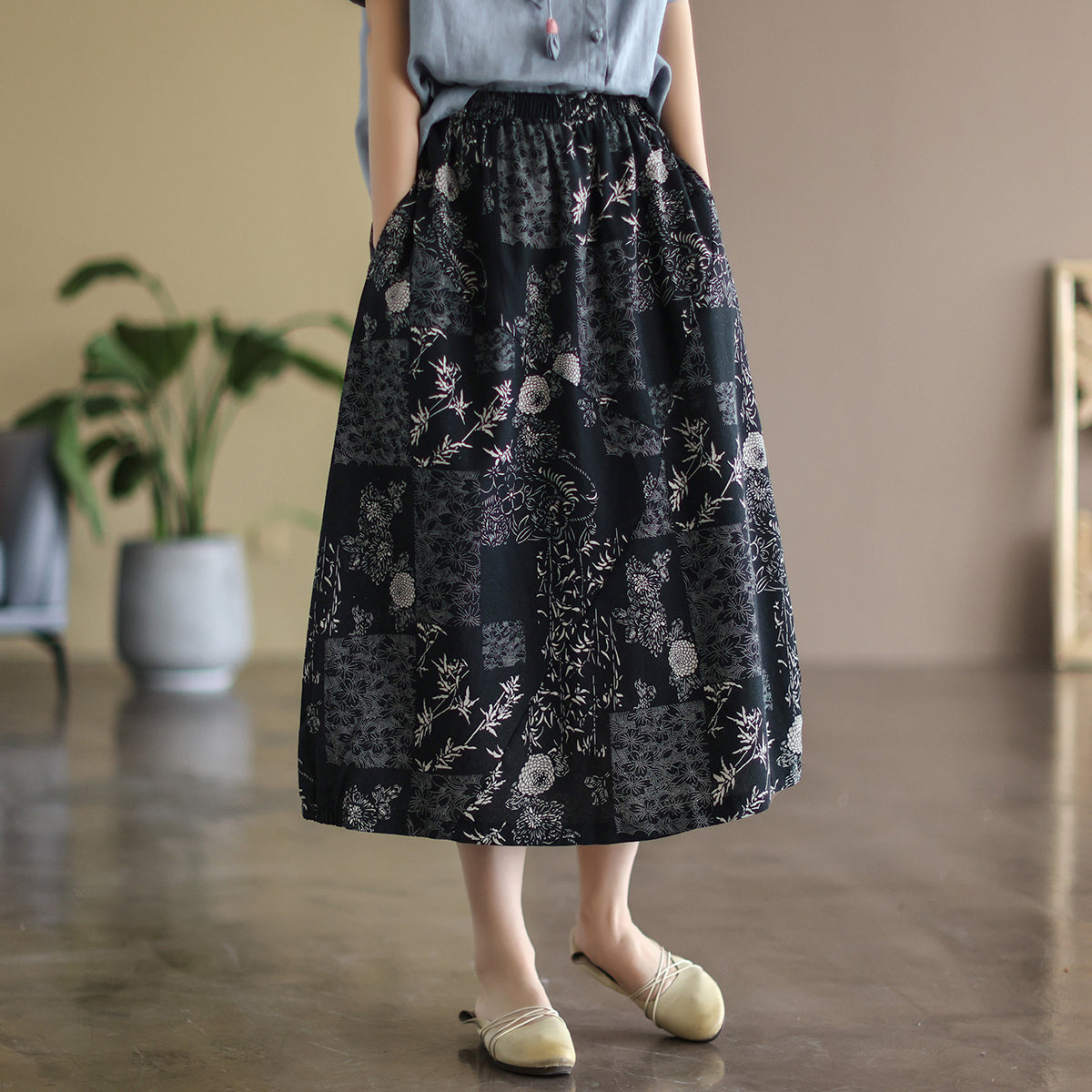 Cozy A-line Cotton Skirt