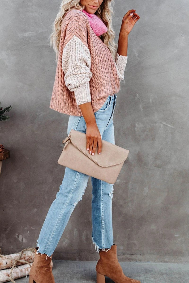 Turtleneck Color Block Sweater