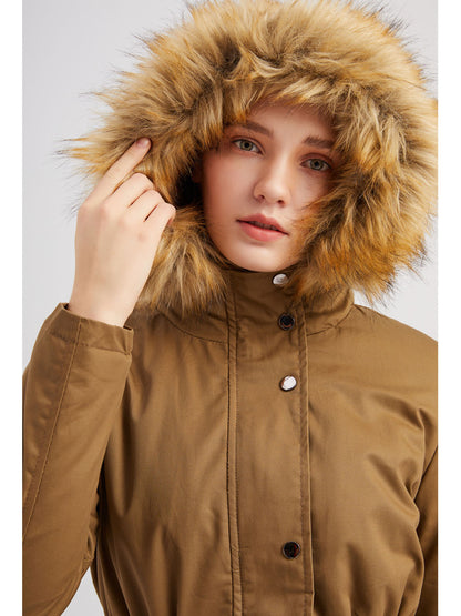 Coat Street Daily Winter Plush Long Coat Color Oversized Fur Warm Coat