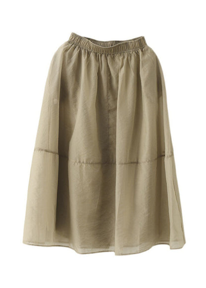 Milk Tea Color Pockets Tulle a Line Skirt Summer