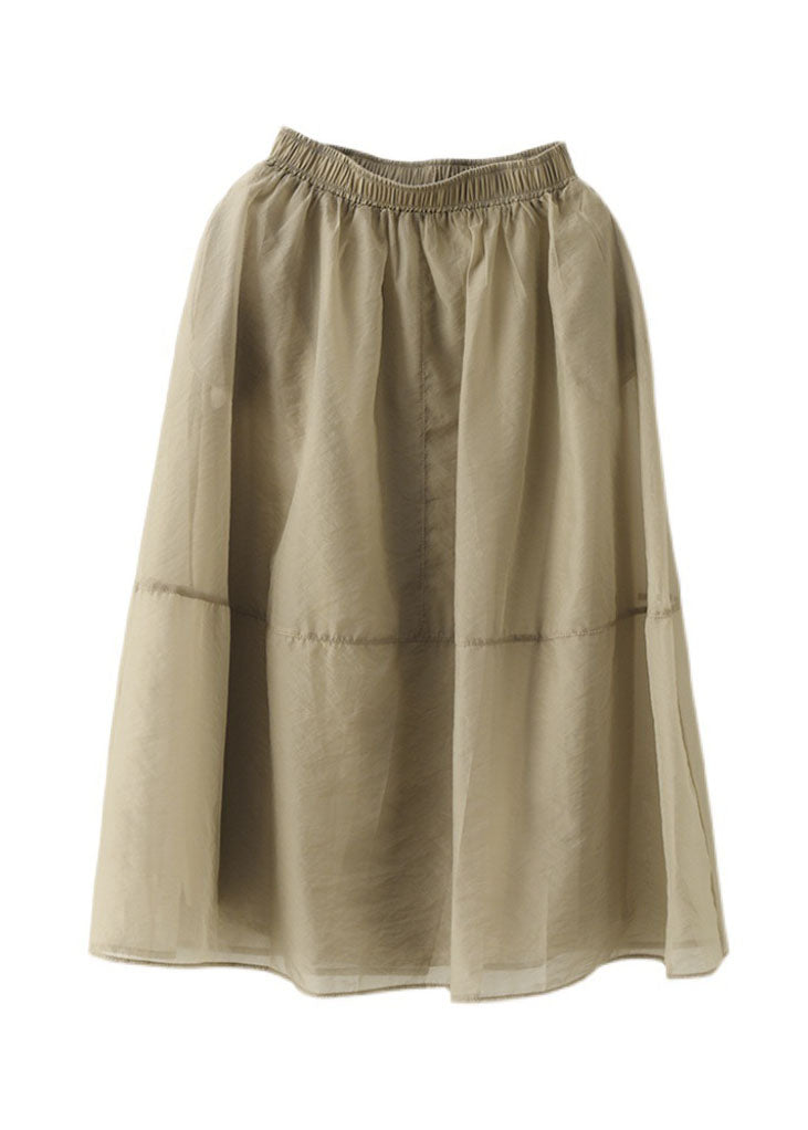 Milk Tea Color Pockets Tulle a Line Skirt Summer