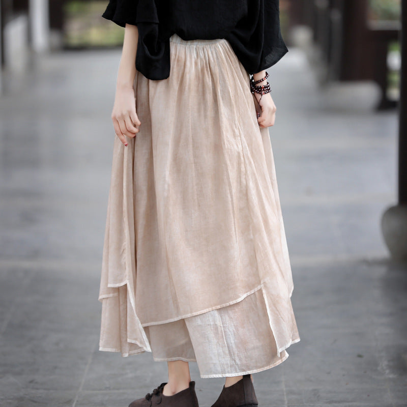 Cotton Linen Cozy Patchwork Skirt