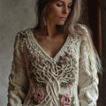 Comstylish Vintage Pink Roses Tree Of Life Celtic Chunky Sweater