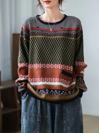 Autumn Spliced Loose Sweater