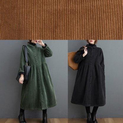 Simple Brown Coats Pattern Thick Cinched Coats