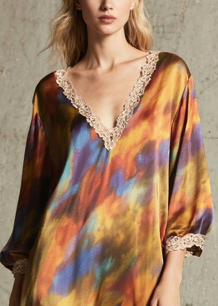 Oversized Tie Dye Chiffon Robe Dresses Fall