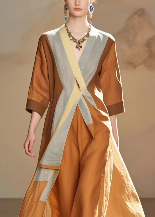 Unique Coffee Asymmetrical Design Cotton Dresses Summer