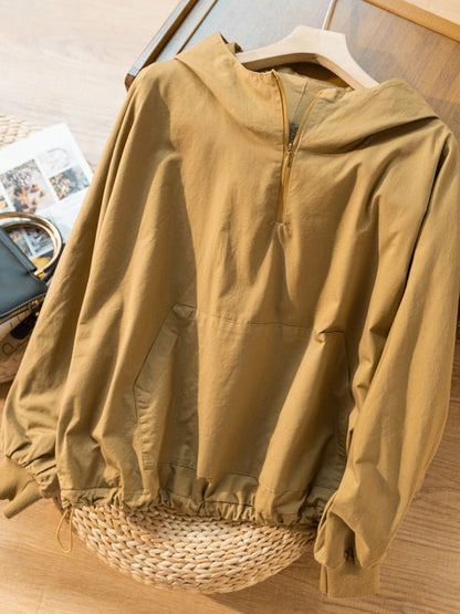 100% Natrual Fabric Literature and Art Loose Top Hoodie