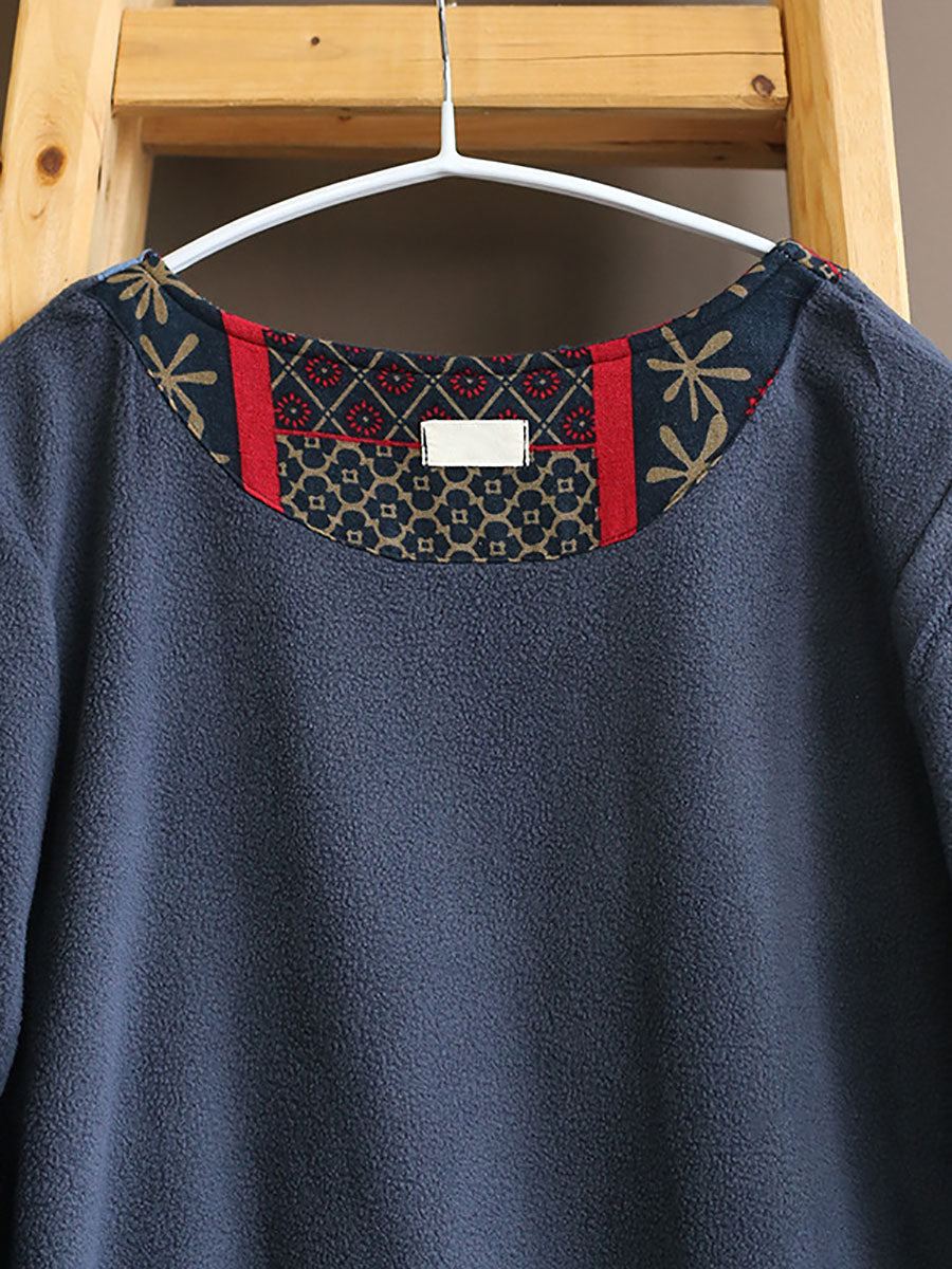 Winter Pocket Print Loose Dress