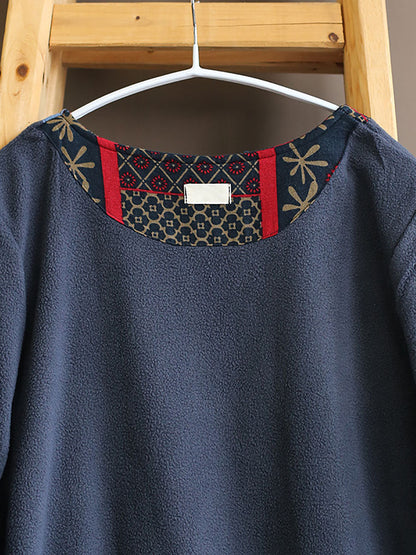Winter Pocket Print Loose Dress