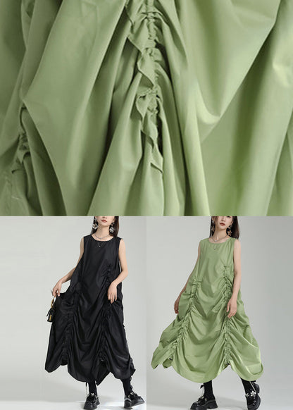 Grass Green O-neck Maxi Dress Sleeveless