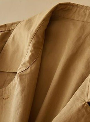 100% Natural Fabric Color Windbreaker Long Sleeve Coat in One-size