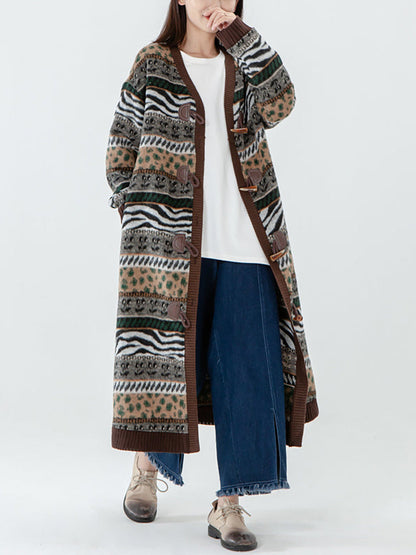 - Pocket Breasted Long Sleeve Sweater Coat