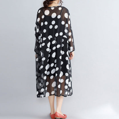 Stylish Photo Color Prints Pure Chiffon Dress Boutique Two Pieces Long Sleeve Clothing Dress