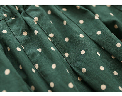 Literary Temperament High Waist Polka Dot Skirt