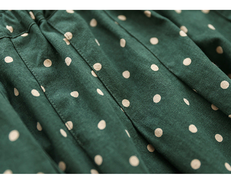 Literary Temperament High Waist Polka Dot Skirt