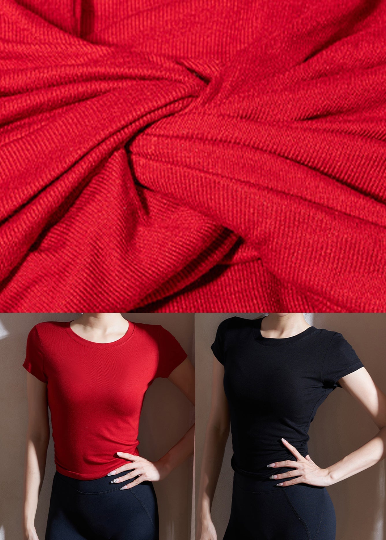 Black Hollow Out Modal Cotton Yoga T Shirts