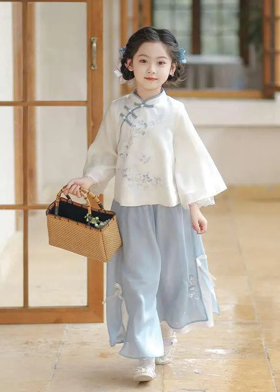 Chinese Style Pink Stand Collar Print Shirts and Maxi Skirts Two Pieces Set Spring