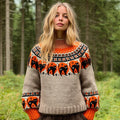 Vintage Fairman Island Frightened Black Cat Crew Neck Sweater artswardrobe