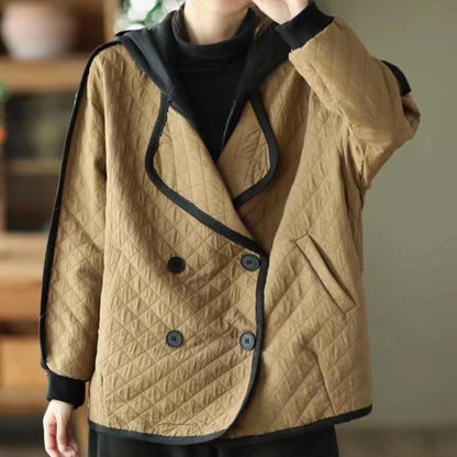 Retro Double Breasted Fake Two Piece Coat