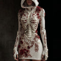 Vintage Skeleton Anatomy Roses Art Hooded Sweater Dress artswardrobe