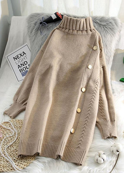 Simple Beige Sweater Dress Outfit Refashion Spring Largo High Neck Sweater Dress
