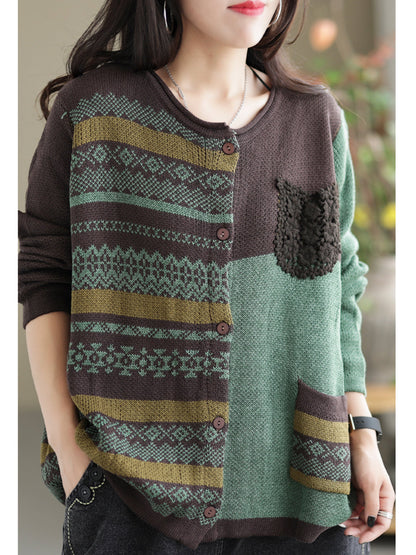 Autumn Patchwork Loose Sweaters