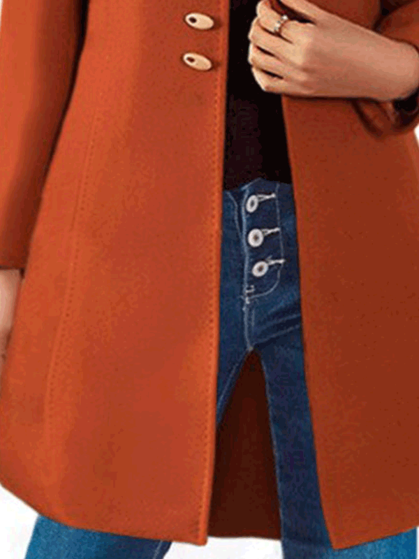 Coats Button Long Sleeve Slim Fit Wool Coat