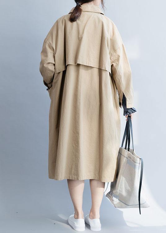 Natural Lapel Pockets Clothes Khaki Art Coats Fall
