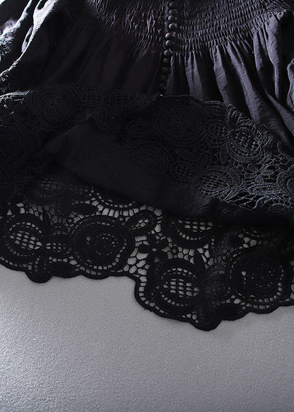 Grey Wrinkled Patchwork Lace Shirt Spring