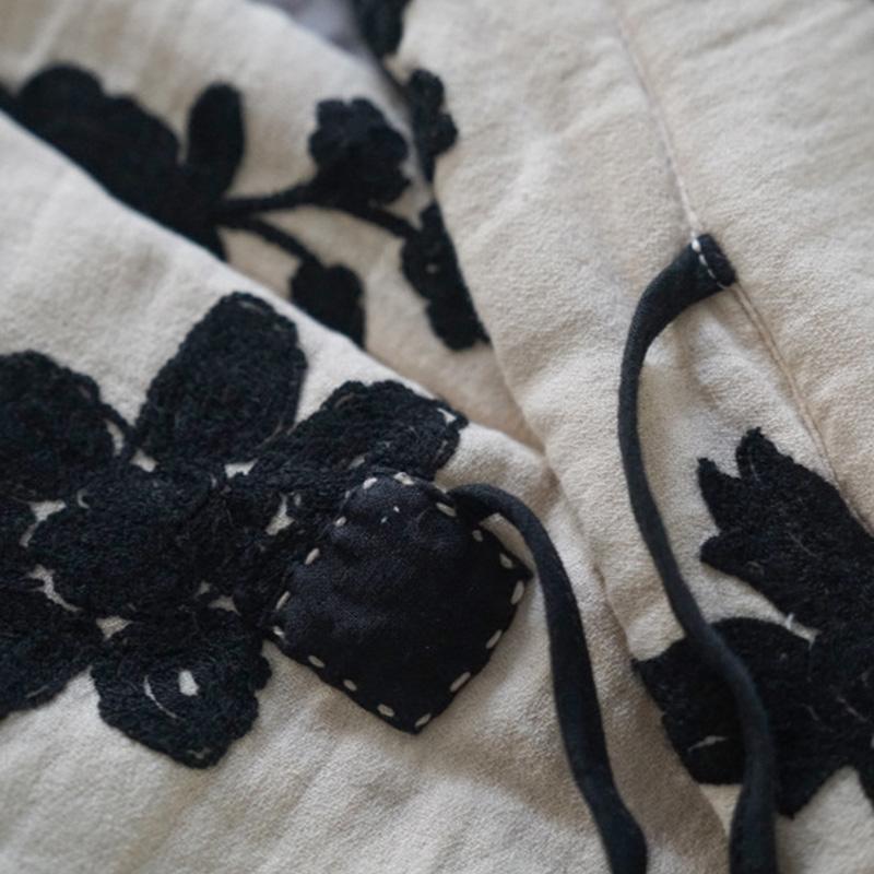 Winter Warm Cotton Padded Retro Embroidery Coat