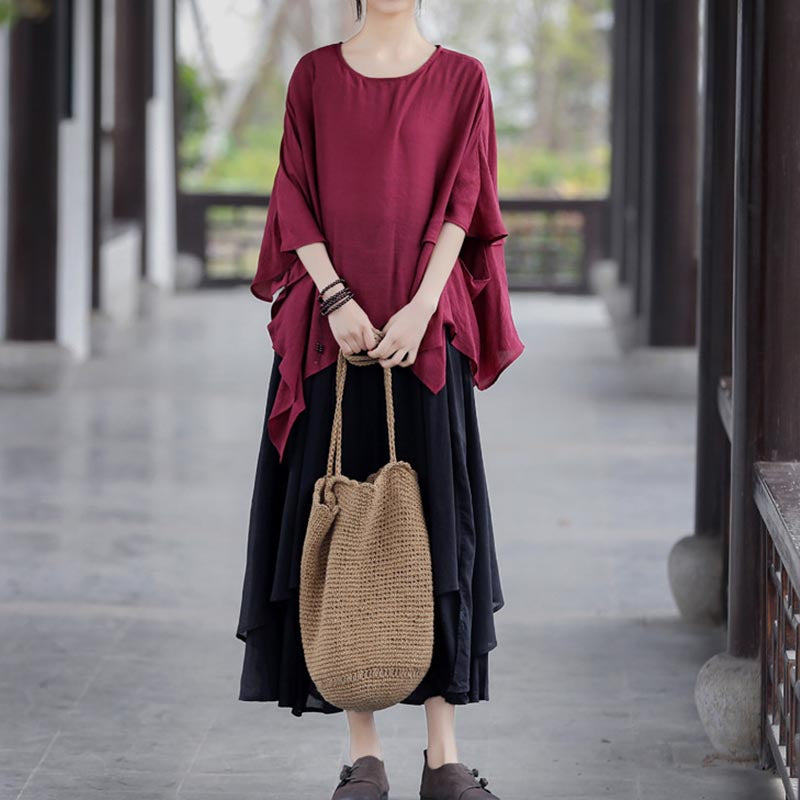 Cotton Linen Cozy Patchwork Skirt